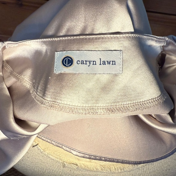 Caryn Lawn Betsy Top Spring Champagne Satin Vneck Boxy Blouse One Size NEW - Picture 7 of 8